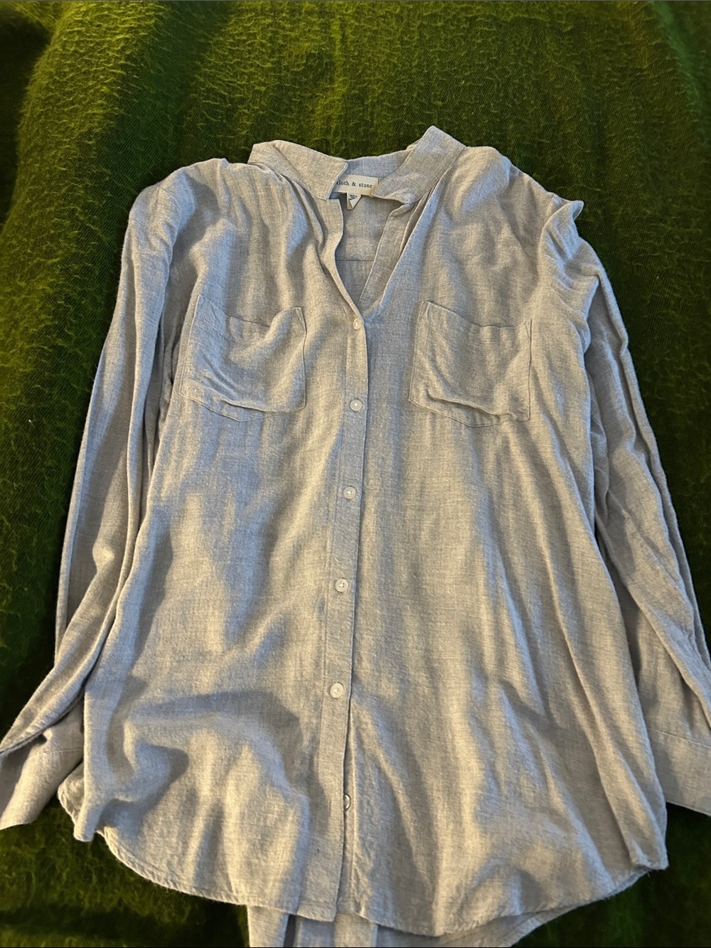 Light Gray women’s super soft cotton Long-Sleeve Button-Up Shirt